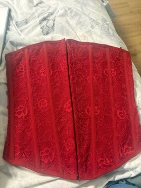 Garage Red Strapless Lace Corset